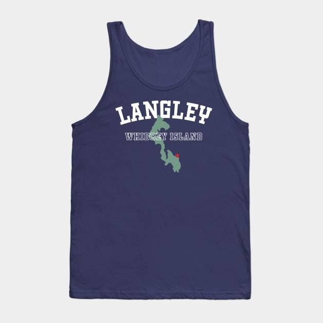 Langley, Whidbey Island WA Island Silhouette PNW Souvenir Tank Top by Pine Hill Goods